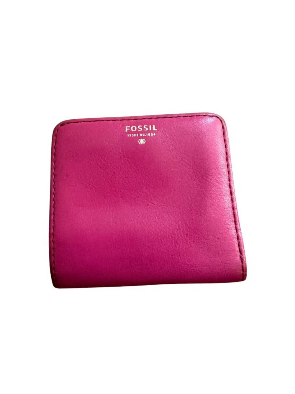 Fossil Sydney Fuchsia Hot Pink Leather Mini Bifold Small Wallet Zip Pocket